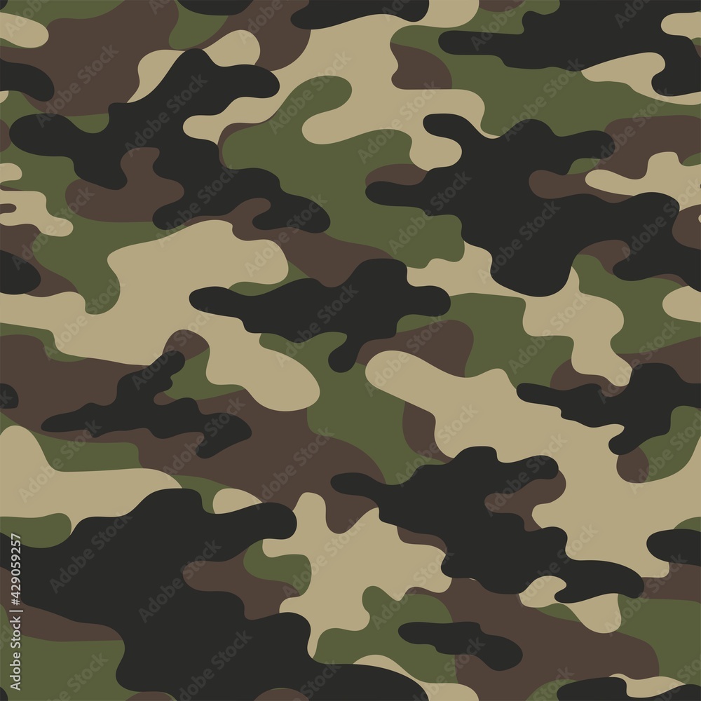 Fototapeta premium Digital camouflage seamless pattern. Military texture. Abstract army or hunting masking ornament. Classic background. Vector design illustration.