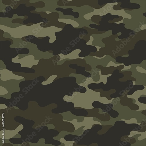 green Digital camouflage seamless pattern. Military texture. Abstract army or hunting masking ornament. Classic background. Vector design illustration.