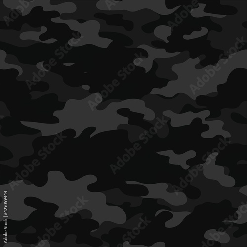 black Digital camouflage seamless pattern. Military texture. Abstract army or hunting masking ornament. Classic background. Vector design illustration.