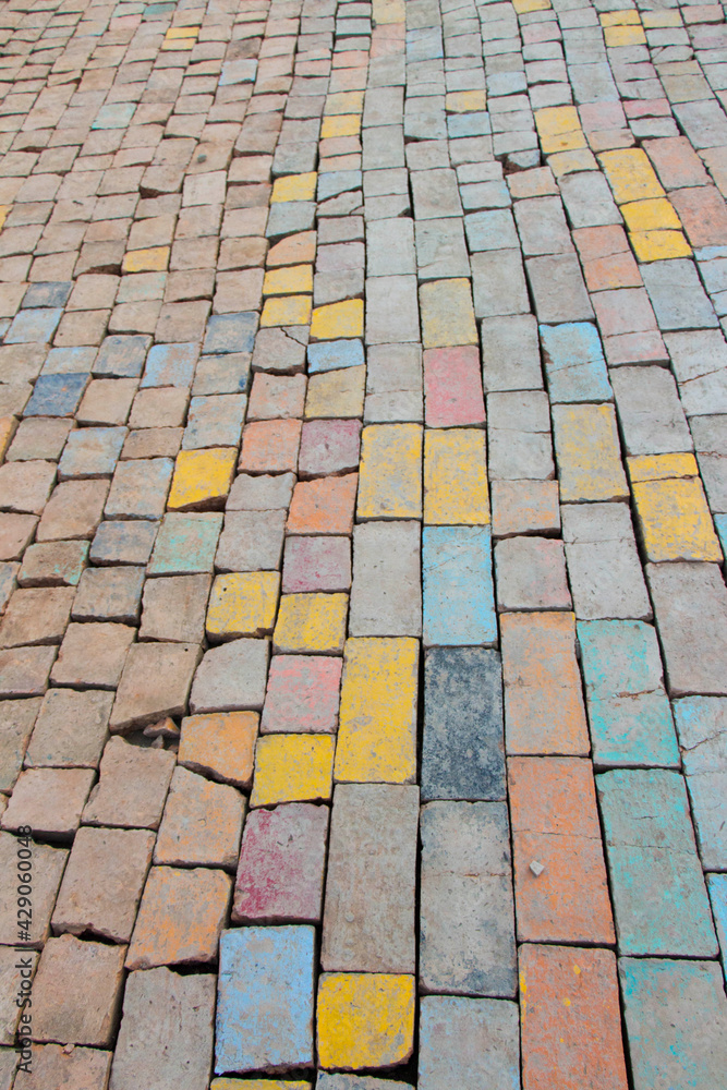 Multicolored brick road Multicolored brick road