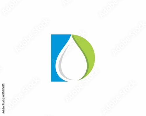 Letter D With Water Drop Logo Vector 001