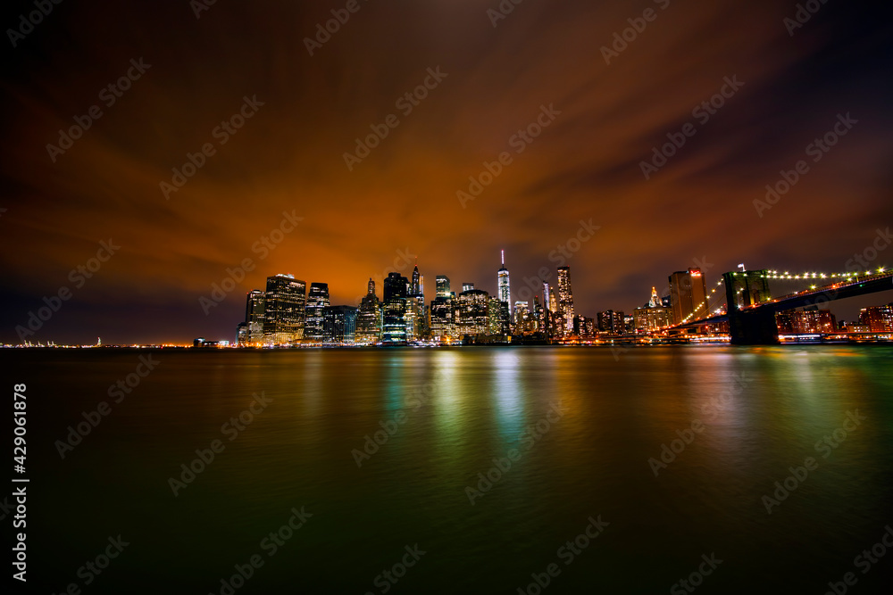 Manhattan, Financial District, New York, at Night