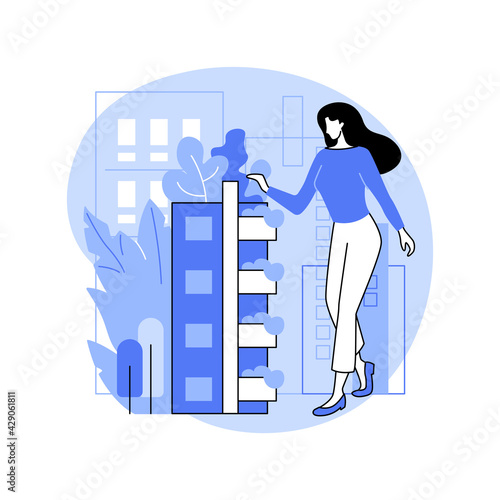 Vertical green city abstract concept vector illustration.