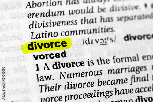 Highlighted word divorce concept and meaning