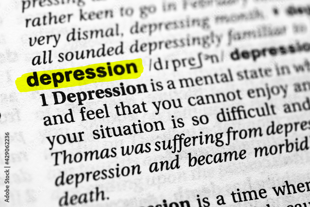 Highlighted word depression concept and meaning