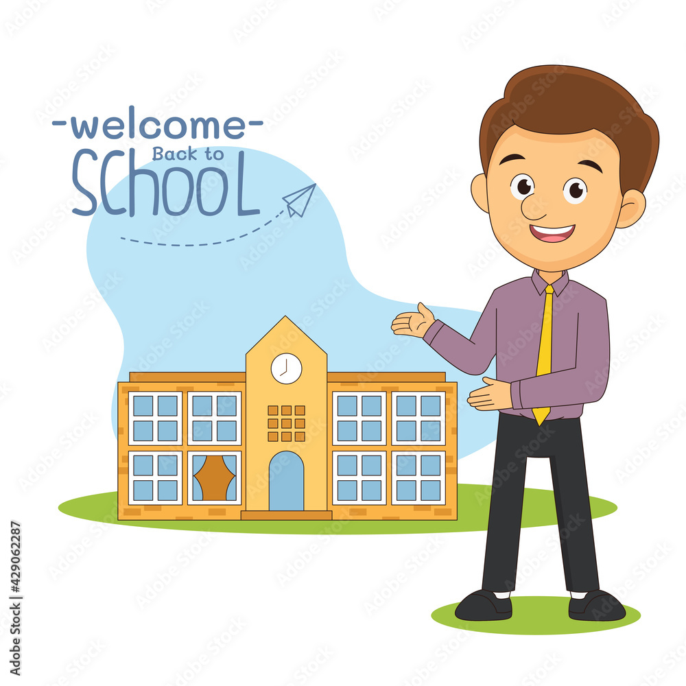 Cartoon Back to school teacher background Cartoon Back to school teacher background