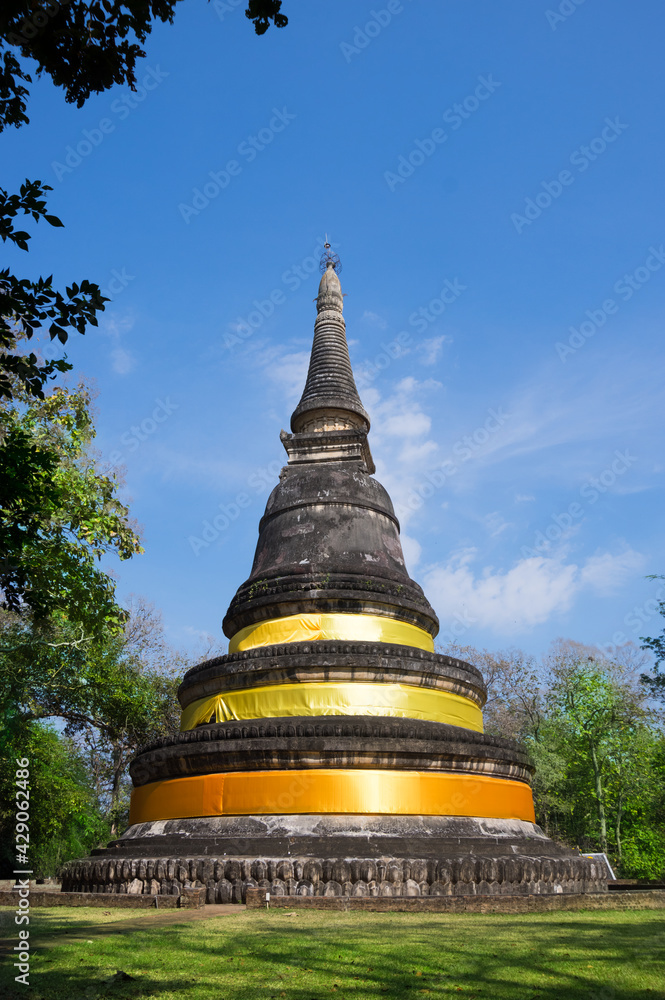 Ancient pagoda in Buddhist temple. Ancient pagoda in Buddhist temple.