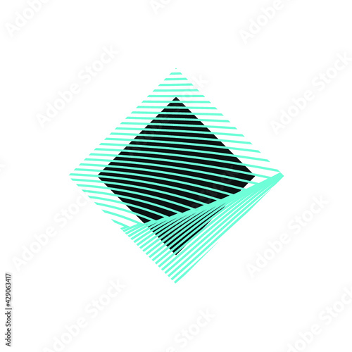 Rhombus logo in editable blue and black colors vector