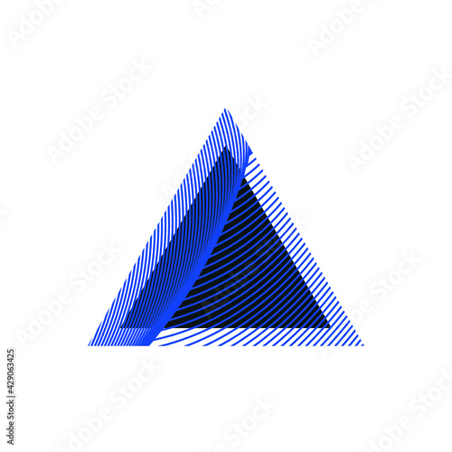 volumetric triangle in blue with edge formed by lines