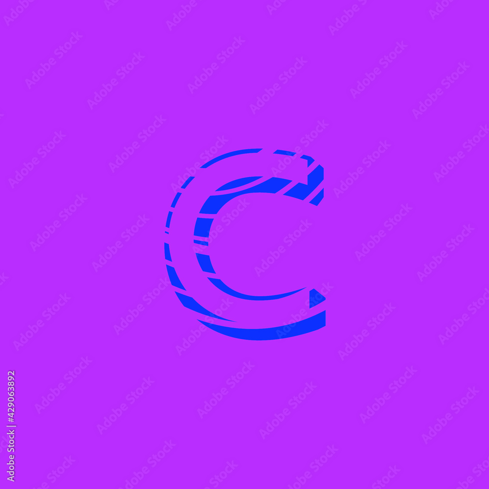 capital letter C, with organic curved lines texture, vector capital letter C, with organic curved lines texture, vector