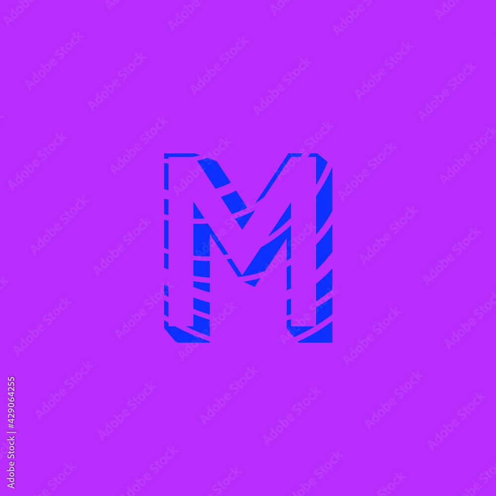 capital letter M, with organic curved lines texture, vector capital letter M, with organic curved lines texture, vector