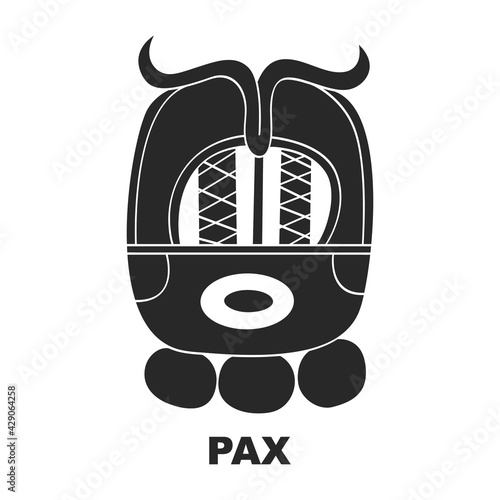 Vector icon with Glyph from Maya Haab calendar. Calendar month symbol Pax