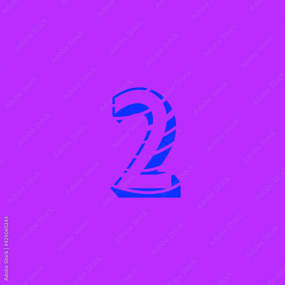 number 2 two, with organic curved lines texture, vector number 2 two, with organic curved lines texture, vector
