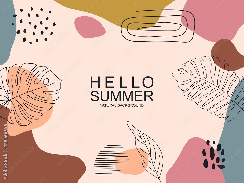 Hello Summer, banner design with vintage colors