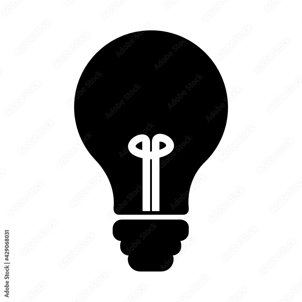 Vector Light Bulb icon, isolated on white background. Signs of ideas, solutions, thinking concepts. Lighting Electric light. Electric, shining. Trendy Flat Style for graphic design, Website, UI. eps10 Vector Light Bulb icon, isolated on white background. Signs of ideas, solutions, thinking concepts. Lighting Electric light. Electric, shining. Trendy Flat Style for graphic design, Website, UI. eps10