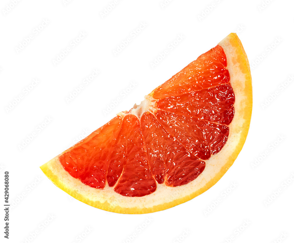 Slice of grapefruit close-up isolated on white background. Slice of grapefruit close-up isolated on white background.