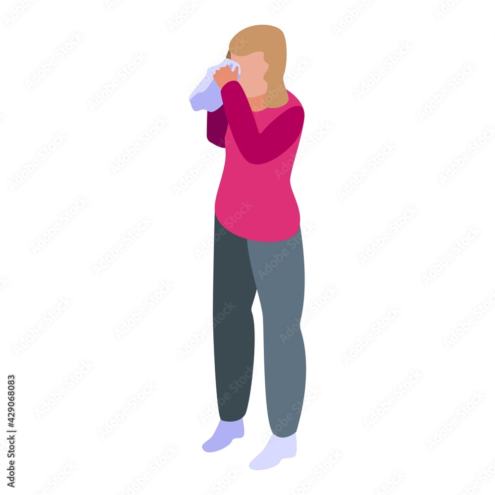 Allergic woman icon. Isometric of Allergic woman vector icon for web design isolated on white background Allergic woman icon. Isometric of Allergic woman vector icon for web design isolated on white background