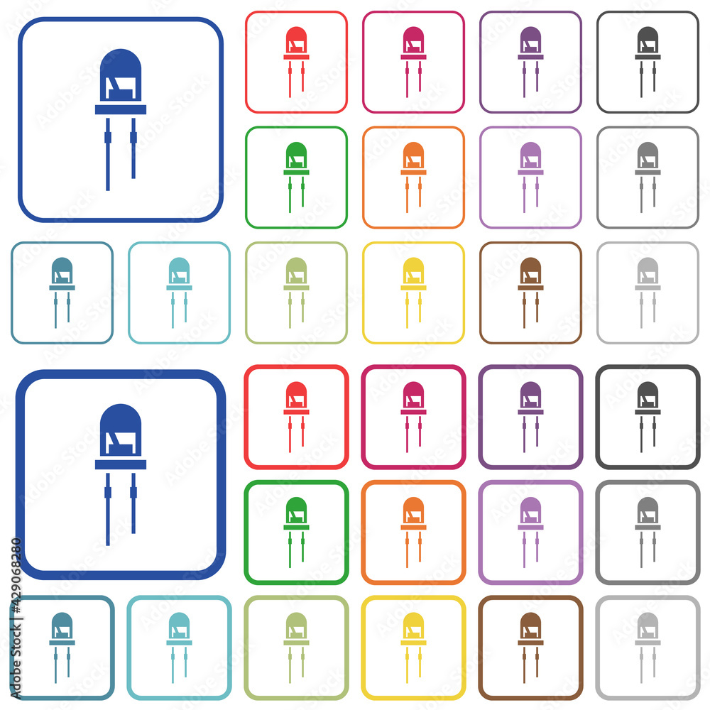 Light Emitting Diode outlined flat color icons Light Emitting Diode outlined flat color icons