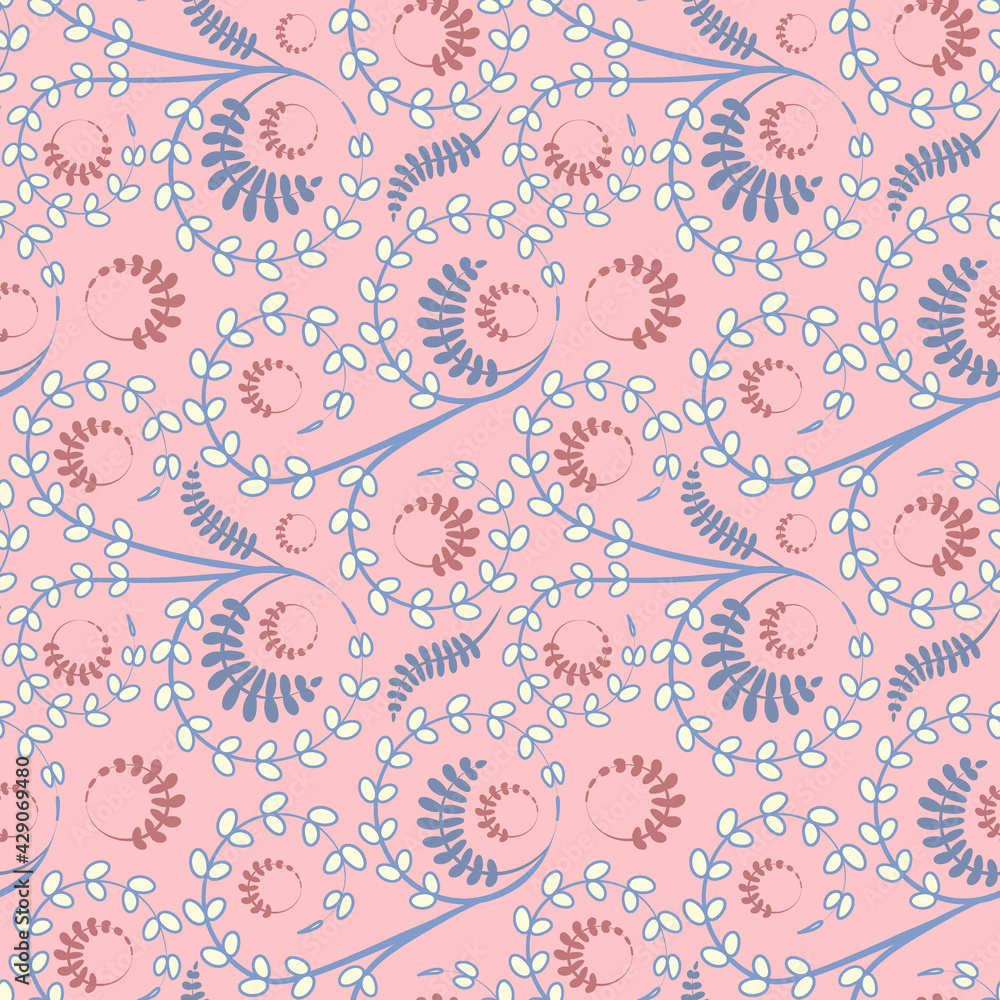 Seamless texture, pattern on a square background - flowers and leaves. Styling. Seamless texture, pattern on a square background - flowers and leaves. Styling.
