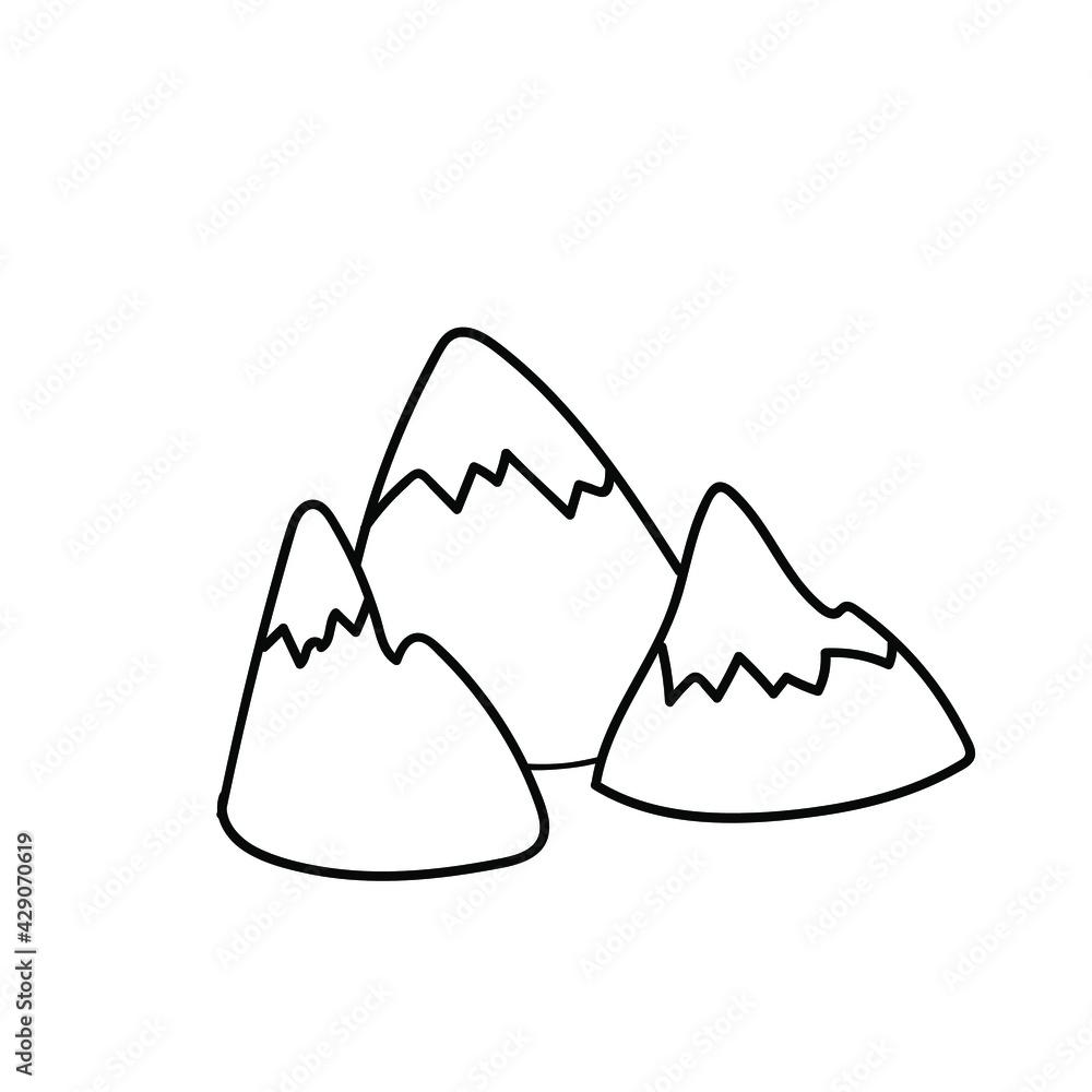 doodle mountain and snow picks hand drawn style. Vector illustration doodle mountain and snow picks hand drawn style. Vector illustration
