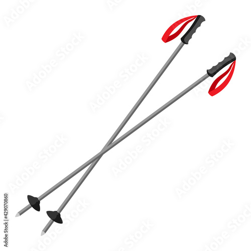 Illustration of ski poles. Adversting icon for sport industry and business.