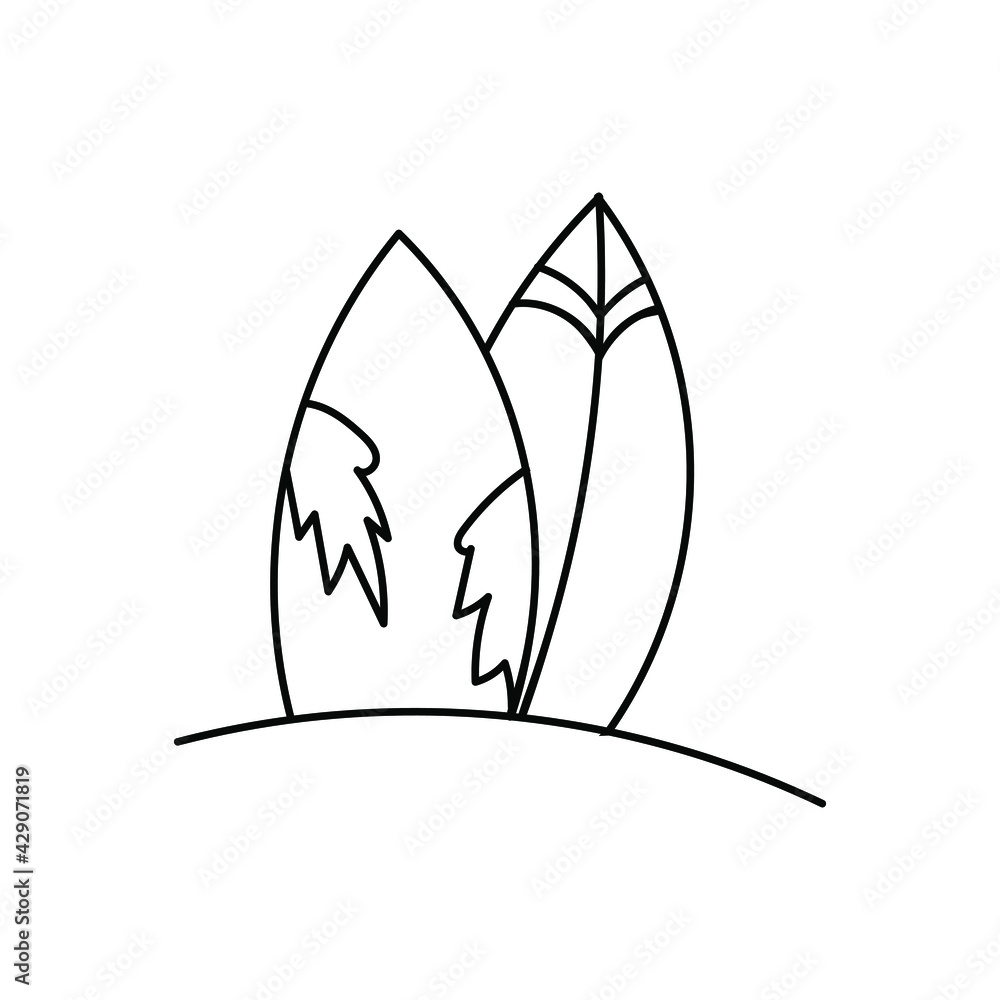Surfboard doodle Icon Isolated On White Background. Vector illustration Surfboard doodle Icon Isolated On White Background. Vector illustration