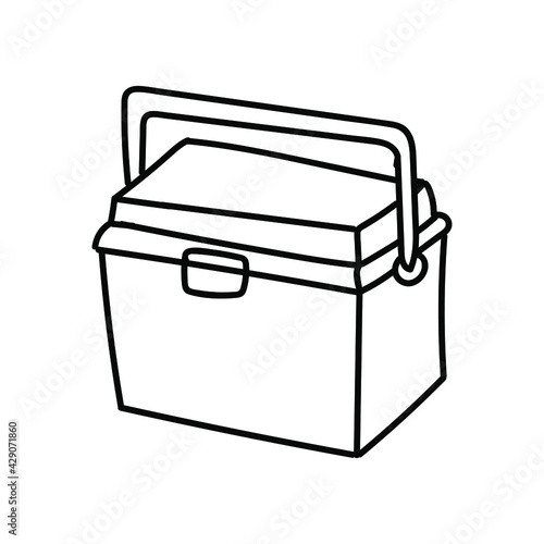 Portative beach freezer bag doodle design icon. Picnic cooling lunch box vector illustration isolated on white background. Small freezer-bag . Vector illustration