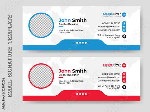 Creative Minimal email signature vector templates with an author photo place, Business email signature vector template.