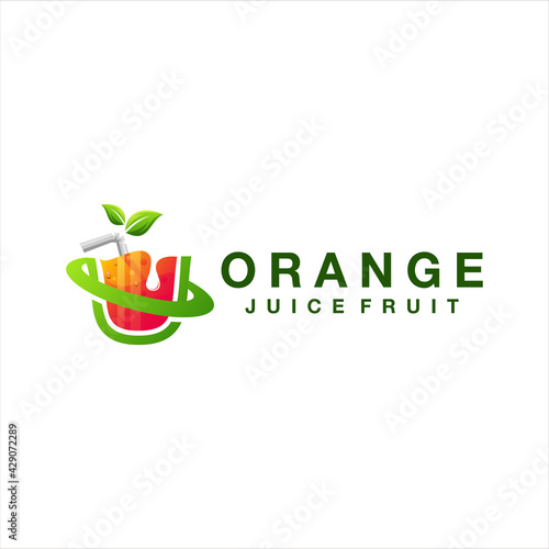 orange juice gradient logo design