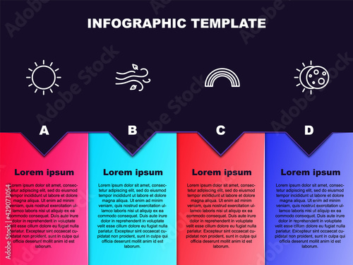 Wallpaper Mural Set line Sun, Wind, Rainbow and Eclipse of the sun. Business infographic template. Vector Torontodigital.ca