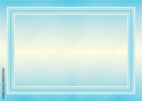 Certificate diploma template. Light blue gradient vector stock background texture. Changable outline and background colors. For schools, online cources, web design and achievments. Light blue theme. photo