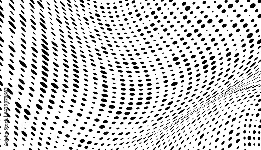 Vector modern optical texture of pop art. Abstract halftone wave dotted background. Futuristic twisted grunge pattern, dots, circles Vector modern optical texture of pop art. Abstract halftone wave dotted background. Futuristic twisted grunge pattern, dots, circles