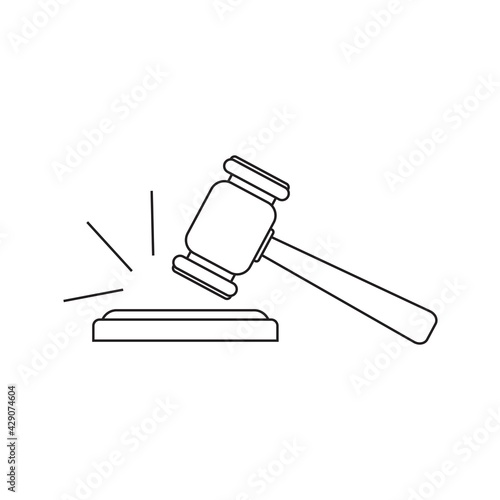 judge hammer icon law gavel. auction court hammer bid authority concept simbol. vector illustration