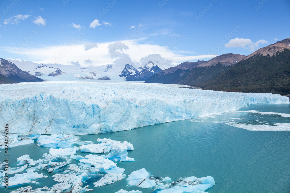 glacier with lake and mountains glacier with lake and mountains