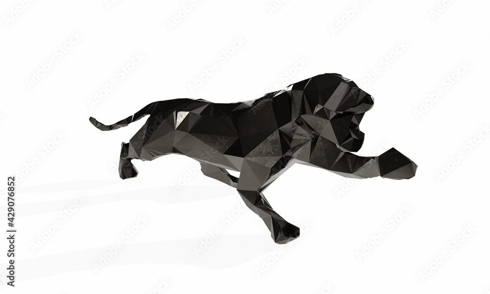 Fototapeta premium Black panther isolate on white background, Black tiger, 3d Illustration, 3d render