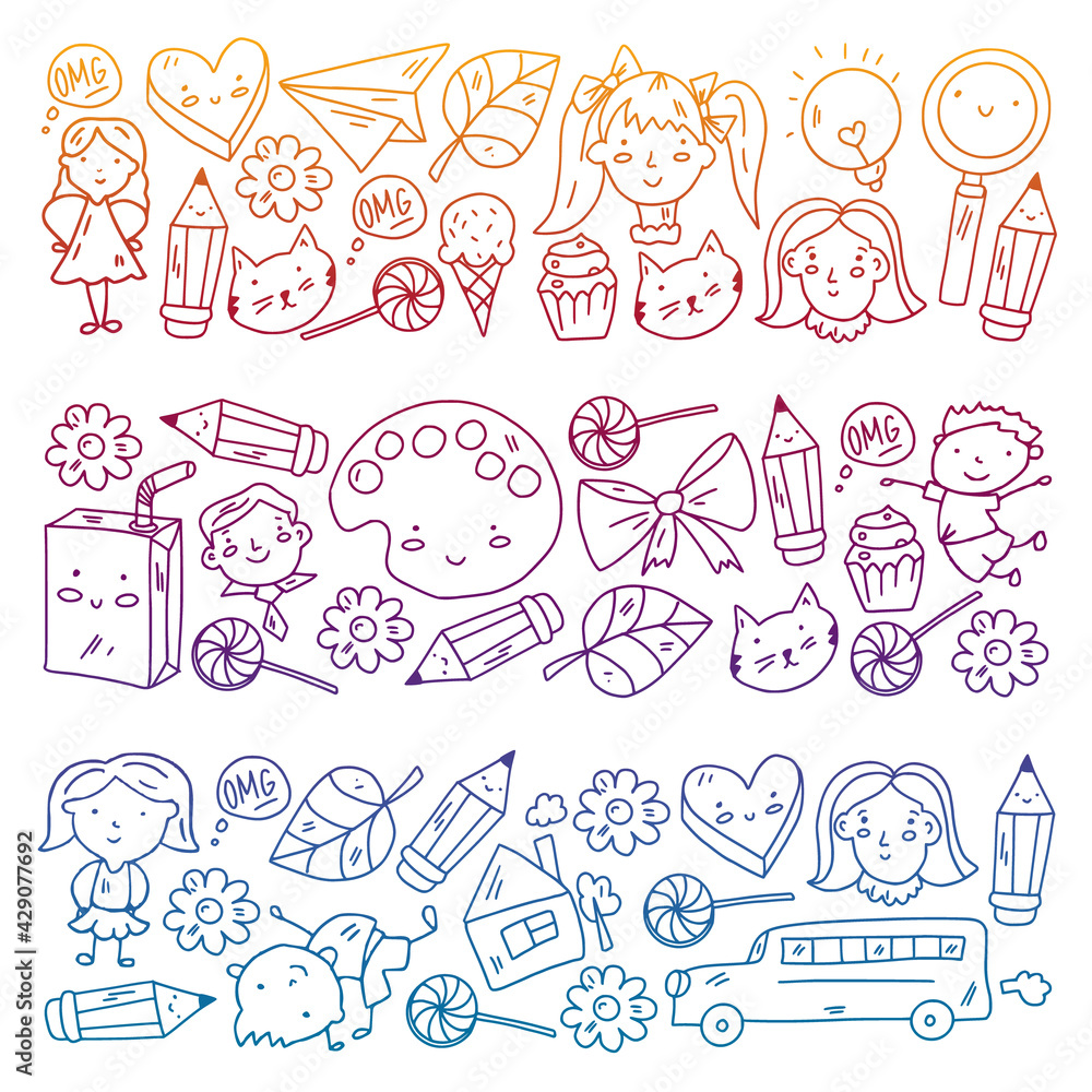 Fototapeta premium Creativity and imagination. Vector illustration. Children education.