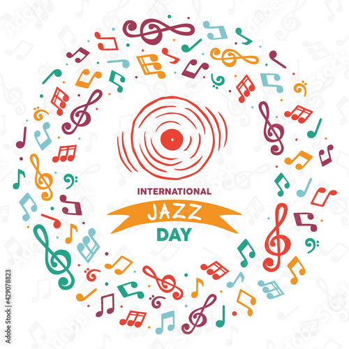 International Jazz Day colorful music note card