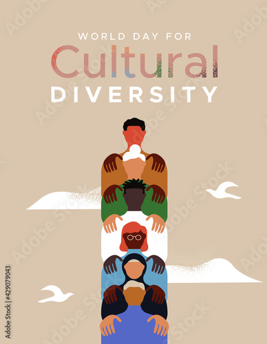 World Day Cultural diversity people teamwork card