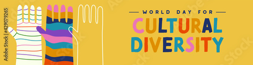 Cultural Diversity colorful hand together banner