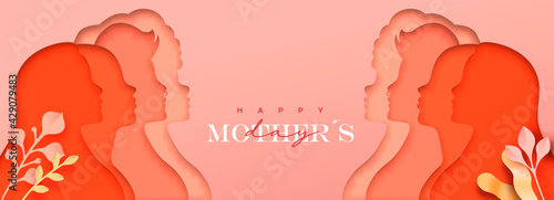 Mother Day pink mom group nature banner