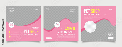 Pet shop banner for social media instagram post template