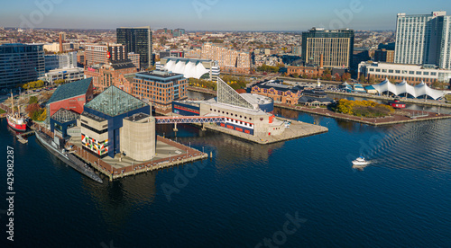 Bild auf Leinwand Baltimore city inner harbor panorama bird view