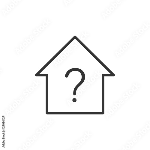 House with question mark icon. Problem house line sign. Legalization of ownerless or public property symbol. Vector isolated on white