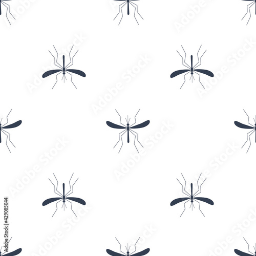 Mosquitoes seamless pattern white background. Bloodsucker symbol. Zika virus malaria alert vector illustration.