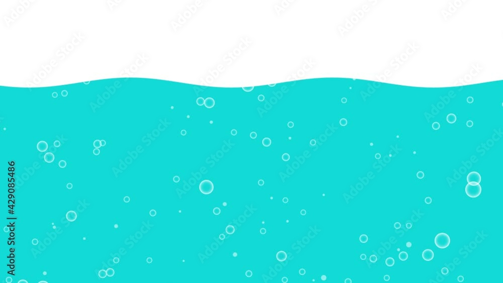 4k liquid cartoon animation. Water with bubbles rising. Underwater with bubbles animation