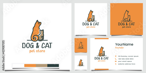 dog and cat logo friendly , business card template