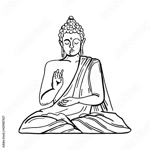 Vector illustration of Buddha, meditation and yoga