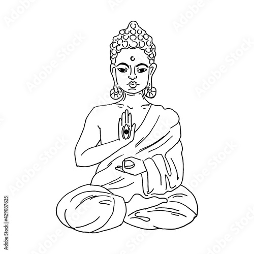 Vector illustration of Buddha, meditation and yoga