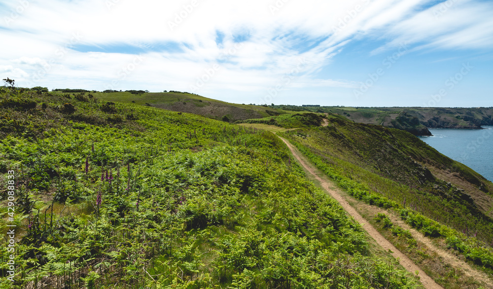 Jersey Island in the UK. Nature and beautiful views of nature. Place of active rest. An ecological place on earth.