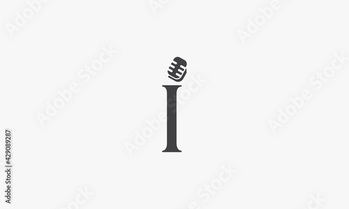 letter I microphone logo design concept. isolated on white background.